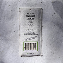 Load image into Gallery viewer, Recycled paper pencils with HB graphite, eco stationery made from newspaper for everyday writing.