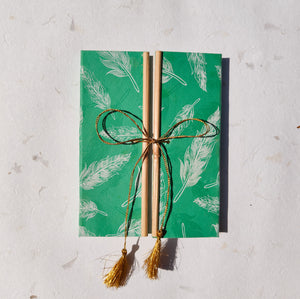 Handmade Paper Bamboo Notebook | Feather