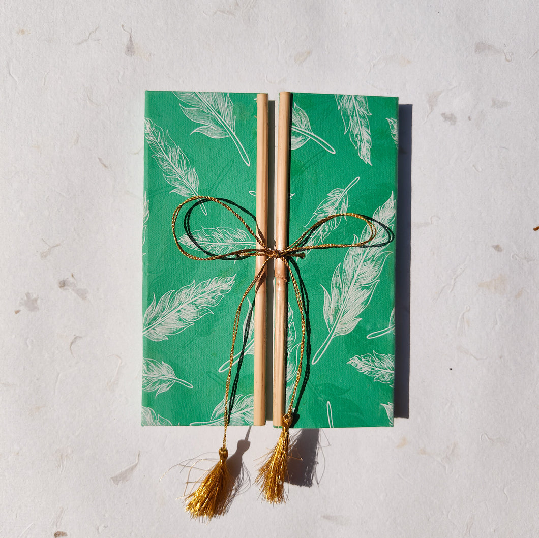 Handmade Paper Bamboo Notebook | Feather