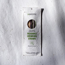 Load image into Gallery viewer, Rainbow metal straws with straw cleaning brush, sustainable alternative to plastic drinking straws
