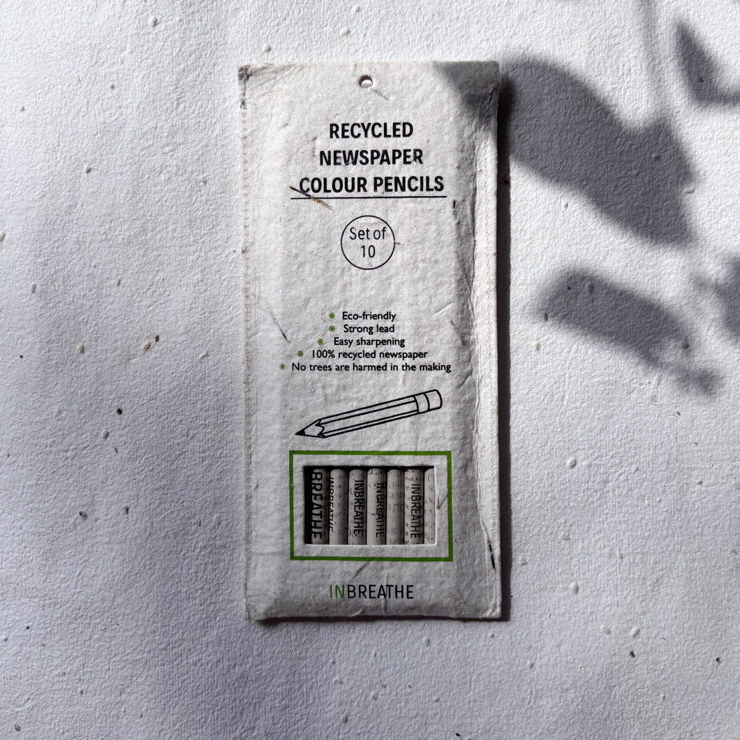 Color pencil set made from recycled paper, plastic-free and ideal for eco-friendly art