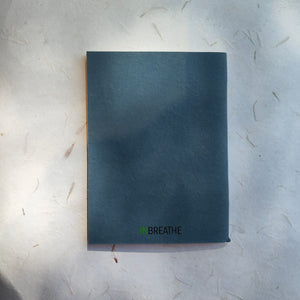 Back view of InBreathe softcover notebook in blue, clean minimal design and eco-friendly finish