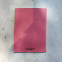 Load image into Gallery viewer, Back view of pink softcover handmade notebook by InBreathe with minimal eco finish
