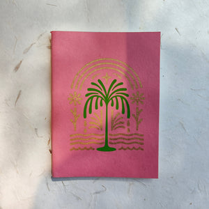 Front view of InBreathe pink softcover notebook, handmade tree‑free paper, 120 GSM, eco‑friendly stationery