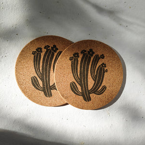 Sustainable cork trivet with cactus design for hot dishes, eco-friendly dining and kitchen essentials.